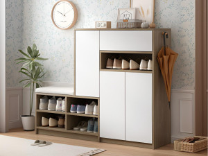 ModernLuxe Multifunctionele schoenenkast - met gecapitonneerde zitting - grote opbergruimte - Wit