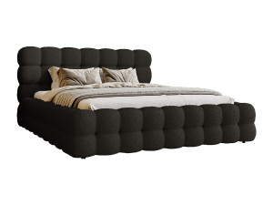 Gestoffeerd bed 180x200 Parlas Bis met opbergruimte, luxe bouclé bed - zwart