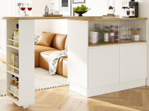 ModernLuxe Dressoir、Draaibaar en uitschuifbaar barmeubel van MDF – grote opbergruimte – eigentijdse stijl – Wit