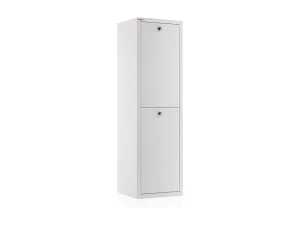 Hierro Cubo de basura para la cocina - Cubo de reciclaje - 2 compartimentos de 20L -28,7(ancho)x97(alto)x27,3(fondo) cm. - Blanco - LUA