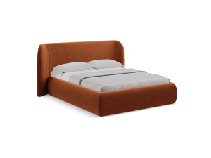 Bed met opbergruimte 230 x 215 - velours - terracotta - TRIESTE