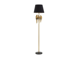 Staande lamp van goudkleurig metaal met papegaaien Ø cm 37x164,5