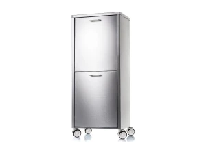 Hierro Cesto de ropa con ruedas, 2 compartimentos - Acero inoxidable - 96*40*27 cm - TANGO