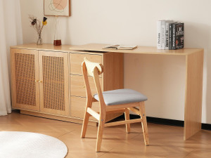 ModernLuxe Draaibare intrekbare kaptafel in MDF - 3 deuren en 3 laden - Wit