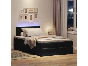 Clicnbuy Estructura de cama otomana colchón terciopelo negro 120x200cm