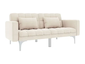 Clicnbuy Sofá cama de tela color crema
