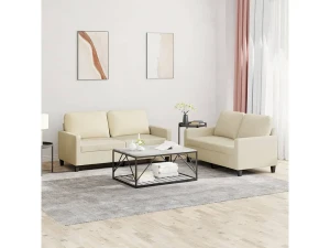 Clicnbuy Juego de sofás con cojines 2 piezas cuero sintético crema