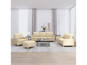 Clicnbuy Juego de sofás con cojines 4 piezas tela crema
