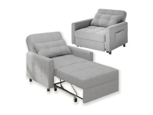 Bealife convertibele bank, 1 - persoons slaapbank, fauteuil, ligstoel, verstelbaar kussen, opbergruimte, wielen, vouwbaar AR22 - G