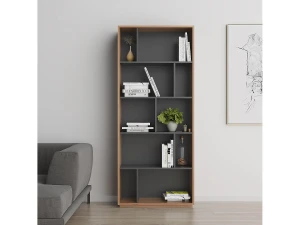 Herdasa Biblioteca 5 prateleiras - A191cm x C80cm x P32cm nogueira e antracite - Nack