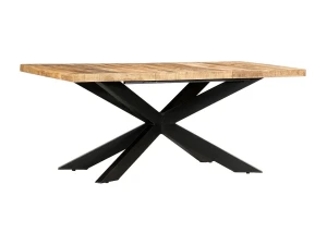 Clicnbuy Mesa de comedor madera maciza de mango rugosa 180x90x76 cm