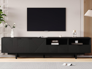ModernLuxe TV-meubel 200 cm - met 3 vakken en 2 lades - maximale capaciteit 90 inch TV - Zwart