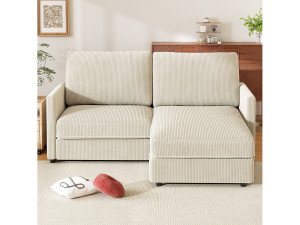 DripeX 2-zits converteerbare hoekbank - 180x140x86cm - in Corduroy stof - Max. belasting 300kg - voor Woonkamer, Slaapkamer, Kantoor
