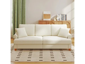 DripeX Sofá com conforto de 3 -sete, tecido de lagarta, com apoios de braços, almofadas e 2 travesseiros, carga máxima 365 kg - 220x76x86 cm