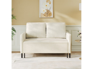 DripeX 2-zits converteerbare bank Klik-klak, in geribbelde fluweel beige, Slapen 170 cm, matras 10 cm, voor studio/woonkamer/slaapkamer