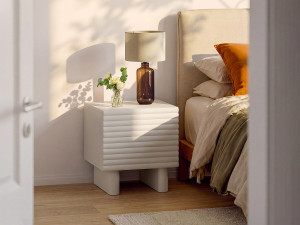 Vente-unique Set van 2 nachtkastjes met 1 deurtje - Mdf - Beige - LUDIMA