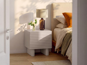 Vente-unique Set van 2 nachtkastjes met 1 deurtje - Mdf - Beige - LUDIMA