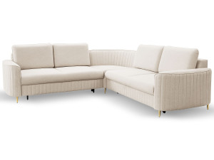 DOMO HOME Hoekbank LAREN – Moderne slaapbank, opbergruimte, kunststof poten, linkerzijde, CREMAL, 251x251x85 cm