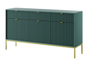 DOMO HOME Elegante commode DomoHome NOVA – 154x83x39cm, Geriffelde voorkant, Gouden handgrepen, Veelzijdig ontwerp, 3 lades en 3 deuren, Labrador,