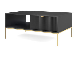 DOMO HOME Elegante salontafel DomoHome NOVA – Met gouden accent, Moderne lade in MDF, Gouden metalen poten, Minimalistisch ontwerp, Zwart,