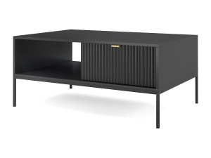 DOMO HOME Elegante salontafel DomoHome NOVA – Met gouden accent, Moderne lade in MDF, Zwarte metalen poten, Minimalistisch ontwerp, Zwart,