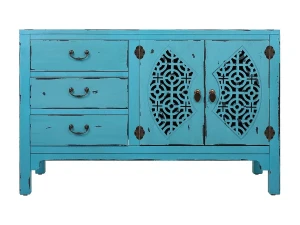 Wanderlust Aparador de madera azul 106x36x68