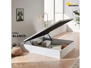 Canapé Abatible 150x190 cm   Color Blanco   Con Subida A Domicilio   Reforzado   Gran Almacenaje   Descansin