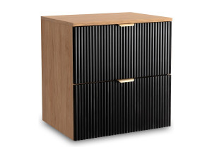 Wastafelkast WENA, gecanneleerde fronten, Willy, 60x60x47 cm, Zwart/Walnoot