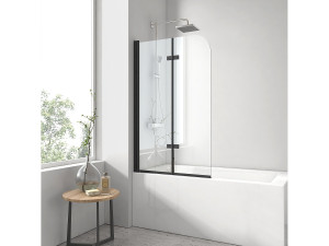 EMKE Badwand - Inklapbaar - 120x140cm - Zwart - 6mm Helder Veiligheidsglas - Nano Coating - Aluminium Profiel - Badschermm