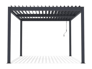 Habitat et jardin Pergola terrasoverkapping zonwering verstelbaar aluminium "Windsor" - 3 x 4 m - Antraciet
