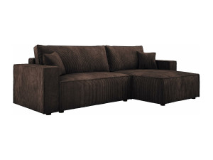 DOMO HOME POSO XL hoekbank met boxzitting - ruim, slijtvast ribfluweel, wavevering, bruin, 274x143x83 cm