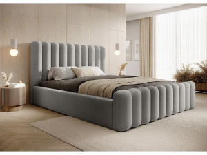 DOMO HOME Duurzaam gestoffeerd Mona VII bed, modern design, ruime commode, onderhoudsvriendelijke stof 200x200 cm, essen