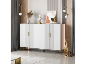 Merax Aparador moderno com 4 portas - 160 x 36,5 x 100 cm - Aglomerado - para sala de jantar - Branco