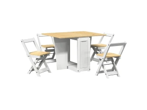 vidaxl Set comedor plegable mariposa 5 pzas Corona madera pino blanco