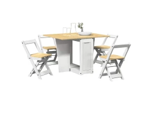 vidaxl Set comedor plegable mariposa 5 pzas Corona madera pino blanco