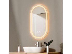 EMKE Ovale Badkamerspiegel 50x90 cm met LED Verlichting, Touchschakelaar, Anti-condens, Koud/Warm/Neutraal Licht