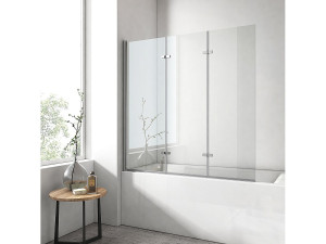 EMKE Badkuipafscheiding 120×140 cm – 6 mm veiligheidsglas, inklapbaar, Nano-coating, makkelijk schoon te maken