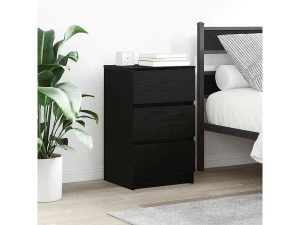 Clicnbuy Mesillas de noche con 3 cajones 2 unidades. Negro 39x35x65 cm
