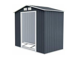 Costway Buiten opslag tuinschuur met schuifdeur gereedschap tuinhuis 213 x 127 x 185cm (Donkergrijs)SF4101