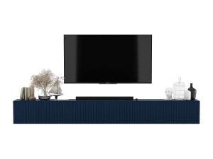 Móvel de TV com 8 portas – Corpo Azul-marinho mate, frentes ranhuradas Azul-marinho mate – 300 cm