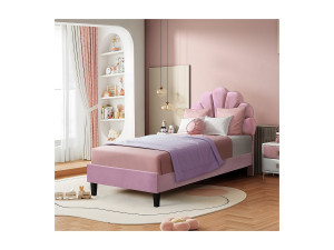 Habitat et jardin Roze fluwelen "Manon" schelpenbed 90x190cm - Elegant en comfortabel ontwerp