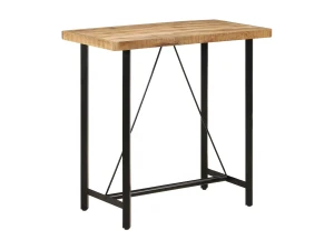 vidaxl Mesa alta de hierro y madera maciza de mango 110x55x107 cm
