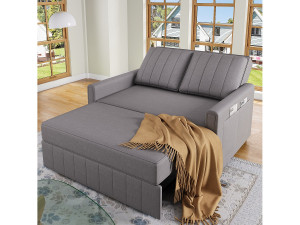 ModernLuxe Multifunctionele opklapbare sofa-bed - met slaapfunctie - inclusief 2 kussens - verstelbare rugleuning - opbergzak - grijs