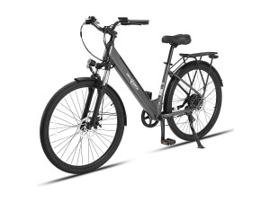 Oryxearth City elektrische ondersteuningsfiets/pedelec, SHIMANO 7-speed versnellingen, 250W motor, 5 ondersteuningsstanden, grijs