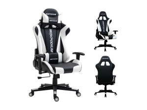 MAXPODIUM Gamingstoel – ergonomisch, volledig verstelbaar – Skilled, Zwart en Wit