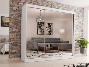 BeautySofa24 Hangkast Debra 240/216/61 wit met spiegel