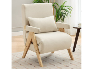 Merax 3-in-1 slaapbank, opvouwbare slaapbank - 64 x 68,5 x 93 cm - linnen stof - met slaapfunctie beige