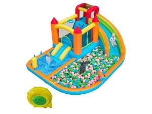 Merax 8-in-1 opblaasbaar zwembadkasteel voor kinderen - 460 x 343 x 190 cm - Oxford - met blower - Oranje