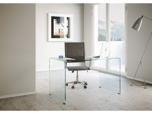 ITAMOBY Glassy bureau van gebogen glas 120x70x75 cm