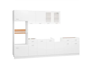 vidaxl 7 pcs conjunto armários de cozinha derivados de madeira Lyon branco